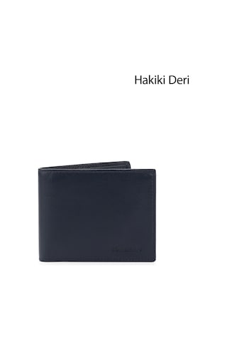 Gönderir Lacivert Hakiki Deri Yatay Cüzdan Lacivert