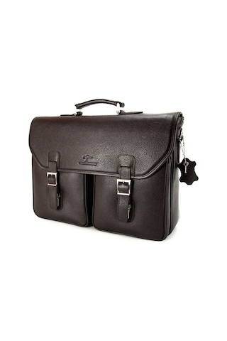 Laptop & Evrak Çantası Hakiki Dana Deri Koyu Kahverengi Erkek Büyük Boy 9928-k-134268 Siyah