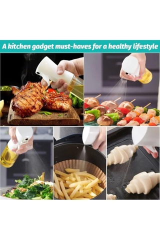 Lexroo 1 Adet Air Fryer Yağ Sprey Airfryer Için Yağdanlık Yağlık Sirke Zeytinyağ Püskürtücü Cam Çok Renkli