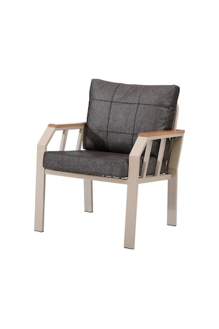 Tu Tienda Nergiz Kapiçino Metal 3 1 1 Masa Bahçe Balkon Mobilyası,koyu Gri Sütlü Kahve
