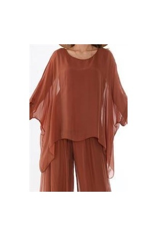 İtalyan Yarasa Kollu İpek Bluz-9220 Tarçın
