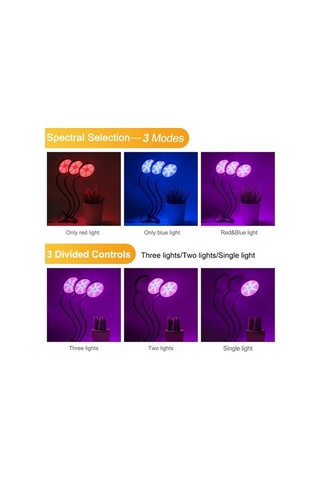 Tongxida 30w 2 Kafa Led Bitki Büyüme Lambası Kırmızı Mavi Spektrum 5 Hızlı Karartma Zamanlama Doldurma Işığı Diğer