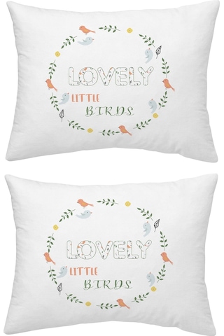 Makiteks Yüzde Yüz Pamuklu 2 Adet 35x45 Cm Lovely Sevgi Temalı Desenli Bebek Yastık Kılıfı Krem