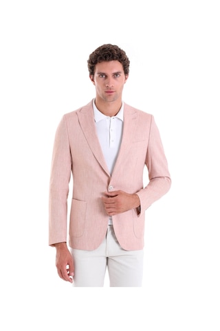Hatemoğlu Kahverengi Slim Fit Düz Sivri Yaka Casual Keten Ceket Kahverengi