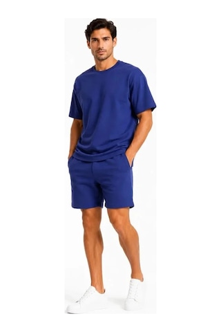 Efnaz Style Erkek Premium Osy Modal Yumuşak Dokulu Tişört Cepli Şort Alt Üst Takım - Lacivert