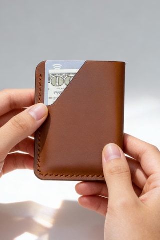 Luvo Gerçek Deri El Yapımı Hakiki Deri Kartlık İtalyan Dikiş Premium Hakiki Deri Kompakt Kartlık Taba