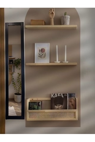 Siyah Ahşap Dekoratif Duvar Hol Ayna 121 X 23 Siyah