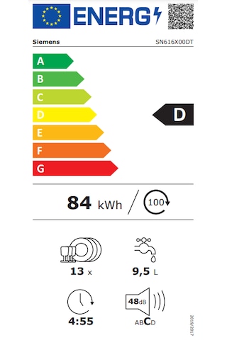 Siemens iQ100 SN616X00DT 6 Programlı 13 Kişilik Ankastre Bulaşık Makinesi