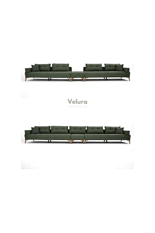 Zeri Modüler Yataklı 3 Adet Üçlü Kanepe & 3'lü Koltuk 3+3+3 - Yeşil - 127 Yeşil