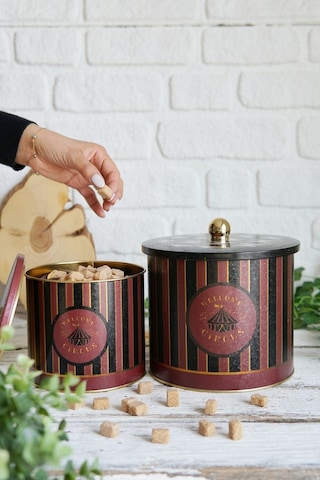 Festival Desenli Metal Saklama Kabı Seti - 2'li Set 1,7 Lt - 3,5 Lt Desenli