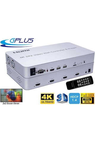 Gplus 4kvw244p 2x2 Video Wall Controller Duvar Ekran Genişletici Switch
