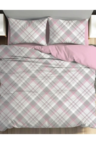 Cotton Box Fixbox Ranforce Çift Kişilik Çarşafı Lastikli Nevresim Takımı Linea Pudra Pudra