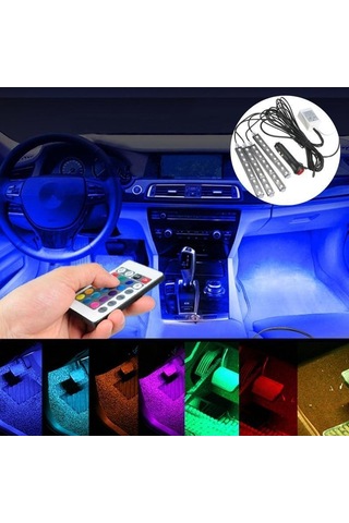 jmsstore 4 Adet Dekoratif Atmosfer Lambaları Araba İç Işık Uzaktan Kumanda İle 12v