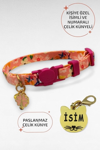 Caramelos Güvenlik Kilitli Kedi Tasması, Isimli Kedi Tasması, Kedi Isimlik, Kedi Künyesi, Safety Click Desen Y22-tek Diğer