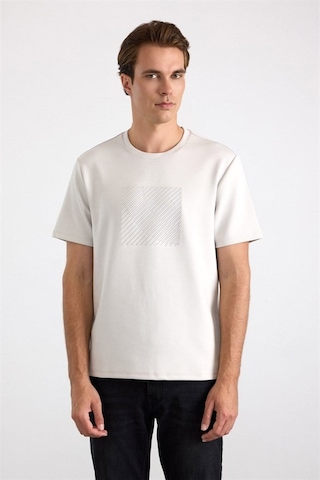 Süvari Gri Regular Geometrik Baskılı İnterlok Bisiklet Yaka Tişört Sts1014000013-s05