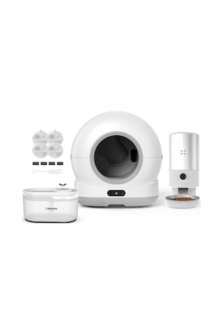 Xenon Smart Akıllı Otomatik Kameralı Kedi Tuvaleti Paslanmaz Çelik Kaseli 5lt Mama Kabı Led Işıklı Su Pınarı Ve Filtre 4'lü Pet Seti