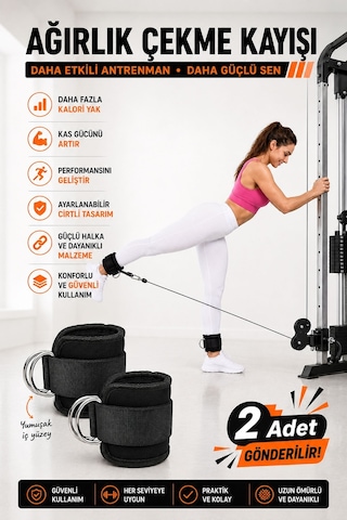 Spor Byfit Ayak Bilek Kayışı D-Ring Ağırlık Çekiş Aparatı - SİYAH Siyah