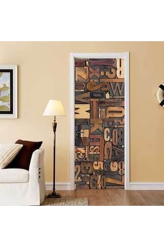 Honmex Pvc 3d Ahşap Harf Kapı Sticker - Vintage Ev Dekoru, Hasarlı Yeri Kapatır, Kolay Uygulanır 77x200cm Diğer