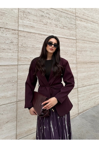 Laluvia Bordo Bağcıklı Ceket - 9702 Bordo