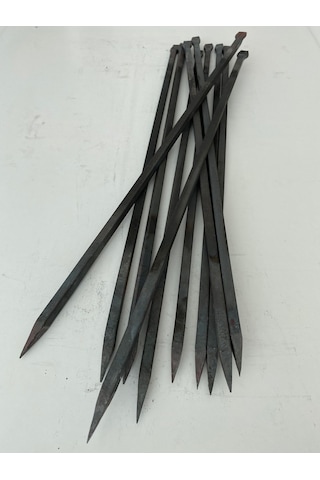 10 Adet Kare Tavuk Patlıcan Şişi - Kara Demir 10 Mm - Özel Yapım