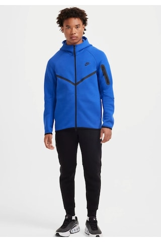 Tech Fleece Windrunner Hoodie Erkek Sweatshirt Mavi