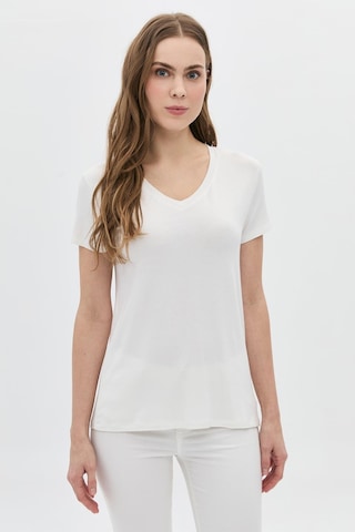 Daido Kadın Basic V Yaka T-shirt 5980 Ekru Ekru