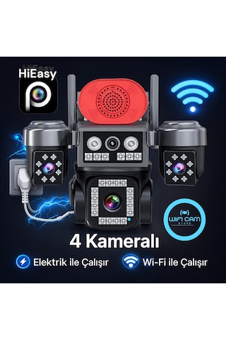 4 Kameralı Wi-fi Güvenlik Kamerası Elektrikli