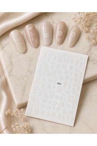Beyaz Gotik Stil Tırnak Sticker Tırnak Etiketi Nail Art Jo-1011