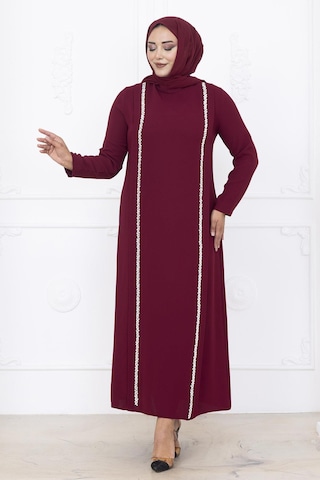 Amine Hüma Yakut Abiye Elbise Bordo Bordo
