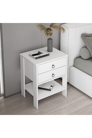 Dekorosso Zen Modern 2 Çekmeceli Komodin Beyaz