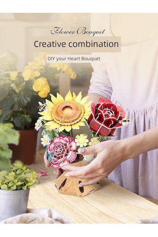 3d Buket Puzzle Model Seti - Karanfil Um38523-3 Yurt Dışından