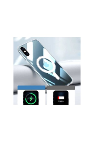 Apple iPhone Uyumlu Xs Magesafe Wireless Kılıf Köşe Korumalı Darbe Emici Şeffaf Sert Silikon R37057:no:7 Şeffaf