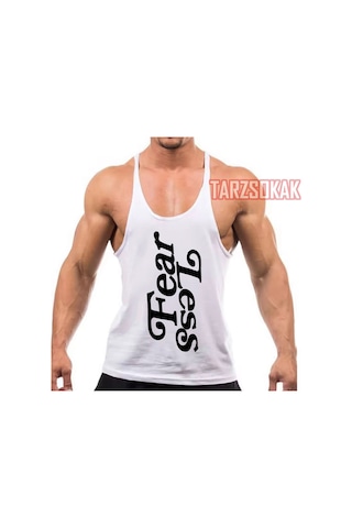 Tarzsokak Gym Tank Top Fitness Sporcu Atleti Lesbenja Beyaz