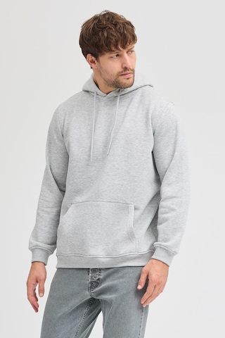 Erkek Gri Melanj Standart Fit Normal Kesim Içi Polarlı 3 Iplik Kapüşonlu Pamuklu Sweatshirt Gri Melanj
