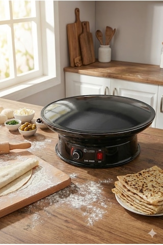 Lumisa LKS-2000 Elektrikli 55 CM Emaye Yüzeyli Termostatlı Katmer Ve Gözleme Sacı