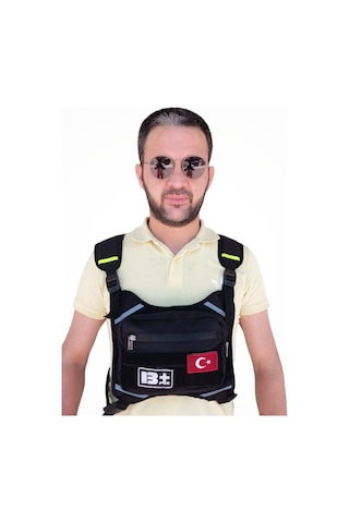 Motorcu Göğüs Çantası Reflektörlü Su Geçirmez Kan Grubu B+