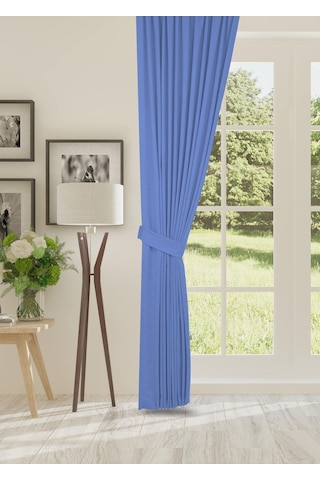 Cheap's Home Petek Dokulu Kadife Dokuma Sık 1 X 3 Pileli Fon Perde İndigo Mavi