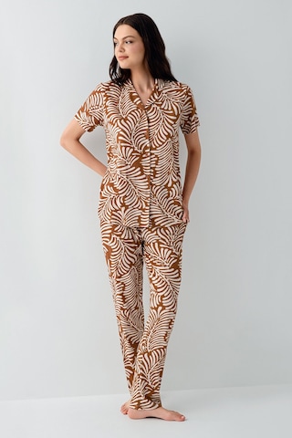 Arnetta Kadın Kahverengi Gömlek Pijama Takım Ar3607-s-v1 Kahverengi