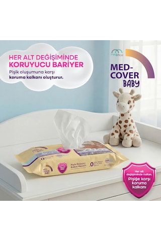 Med-cover Baby Pişik Önleyici Bakım Mendili Pudra Esintisi / 50'li x 3 Avantaj Paketi