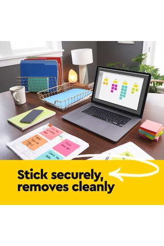 Post-it Mini Notlar, 1 3/8 "x 1 7/8", 18 Pedi, Amerika'nın 1 Numaralı Favori Yapışkan Notları, Poptimistic Koleksiyonu, Parlak Renkler Mavi, Turuncu, Pembe, Yeşil , Temiz Çıkarma, Geri Sku: Smgstk39