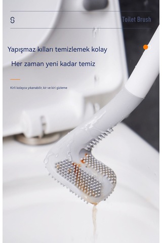 Silikon Yumuşak Kıllı Tuvalet Fırçası-beyaz