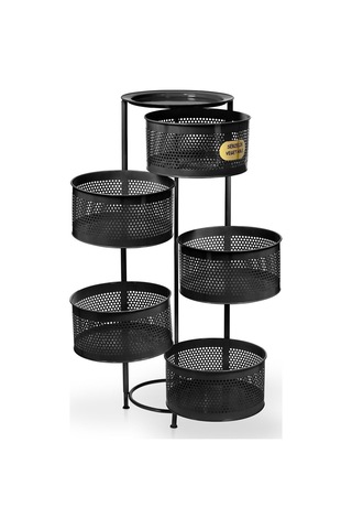 River World Tekerleksiz Rengi Siyah Açılabilen 5 Katlı Çok Amaçlı Metal Raf Mutfak, Balkon, Kiler Çok Renkli
