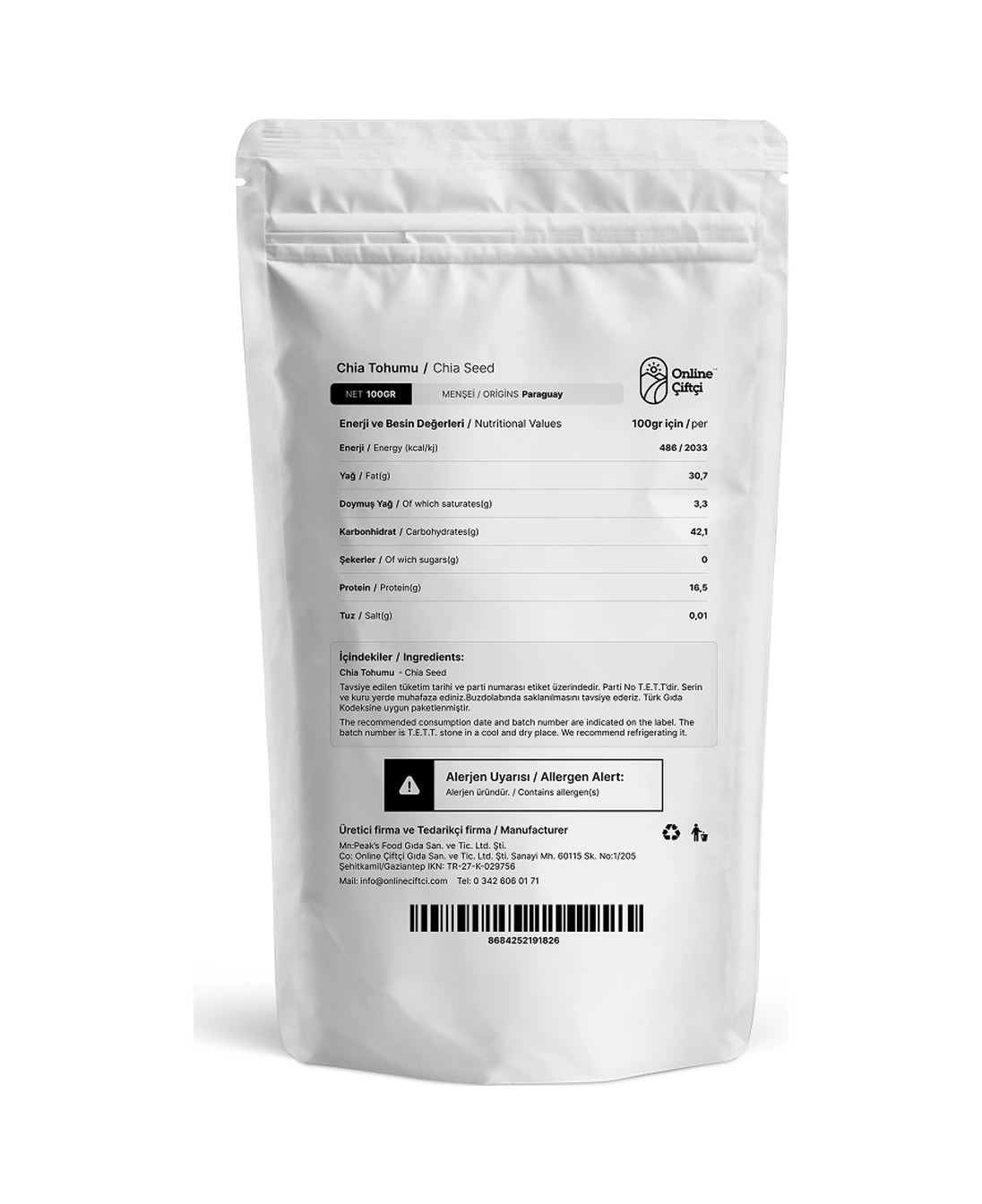 Online Çiftçi Chia Tohumu 10 x 100 G