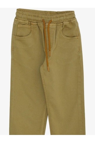 Erkek Çocuk Pamuklu Rahat Kalıp Bel Paça Lastikli Pantolon-14580 Hardal