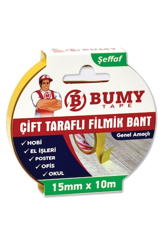 Çift Taraflı Filmik Bant 15mm X 10mt Şeffaf