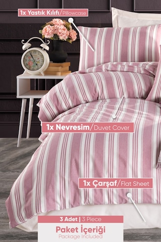 Eponj Home Sport Çizgili Nevresim Takımı Tek Kişilik Soft Line Bordo Bordo