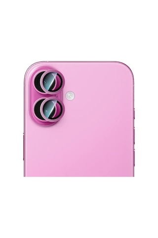 Apple Uyumlu iPhone 16 Plus Caseworld Alloy Serisi Oleofobik Anti Reflective Kamera Lens Koruyucu Pembe
