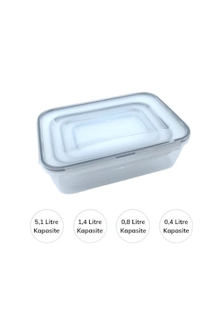 Buffer® 4'Lü Iç Içe Sızdırmaz Kilitli Kapaklı Erzak Saklama Kabı Çok Renkli