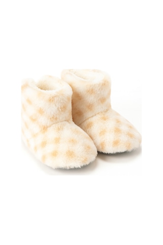 Çocuk Ve Bebek Panduf, Kışlık Peluş Bot, Yumuşak, Sıcak Tutan, Kaymaz Tabanlı Ev İçi Patik, Ev Botu Ekru