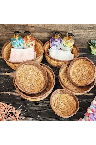 Nergis Hasır 7 Li Sepet Saklama Kutusu Sepet Takımı Düzenleyici